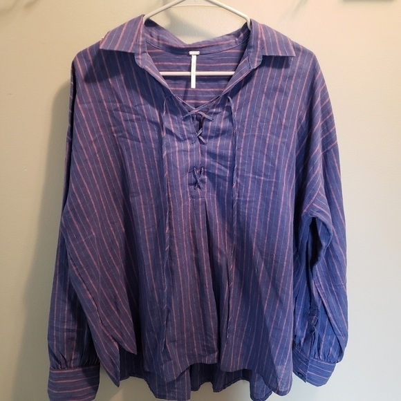 Free People Under the Boardwalk Striped Blouse - Picture 5 of 8